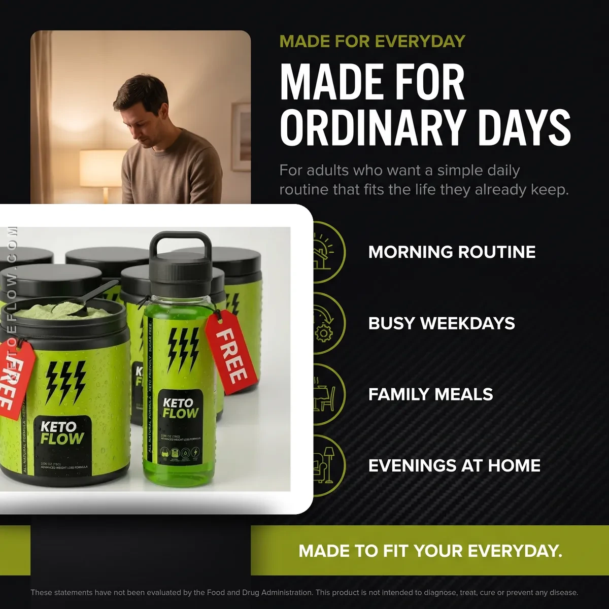 Who KetoFlow is for: adults who want a simple daily keto drink for mornings, busy weekdays and evenings at home
